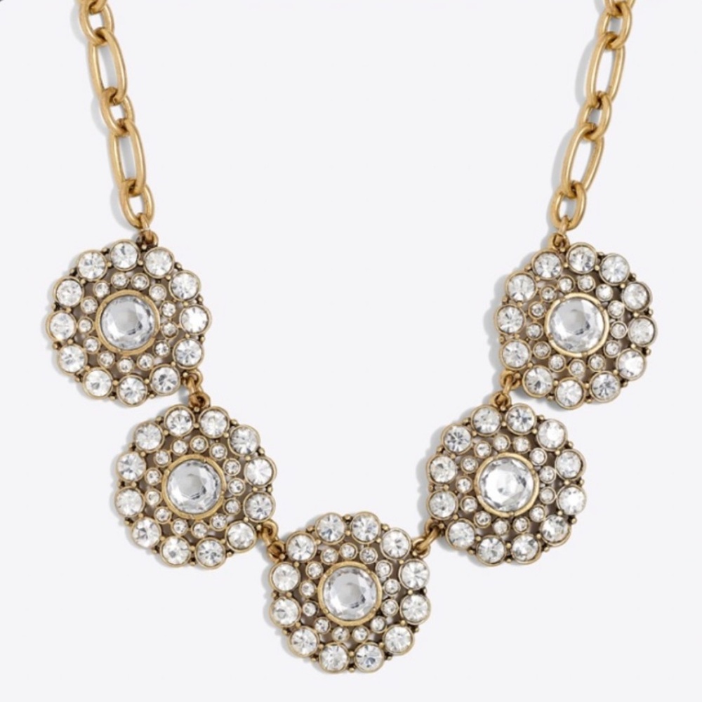 J. Crew Rhinestone Medallion Chain Necklace - Picture 2 of 5